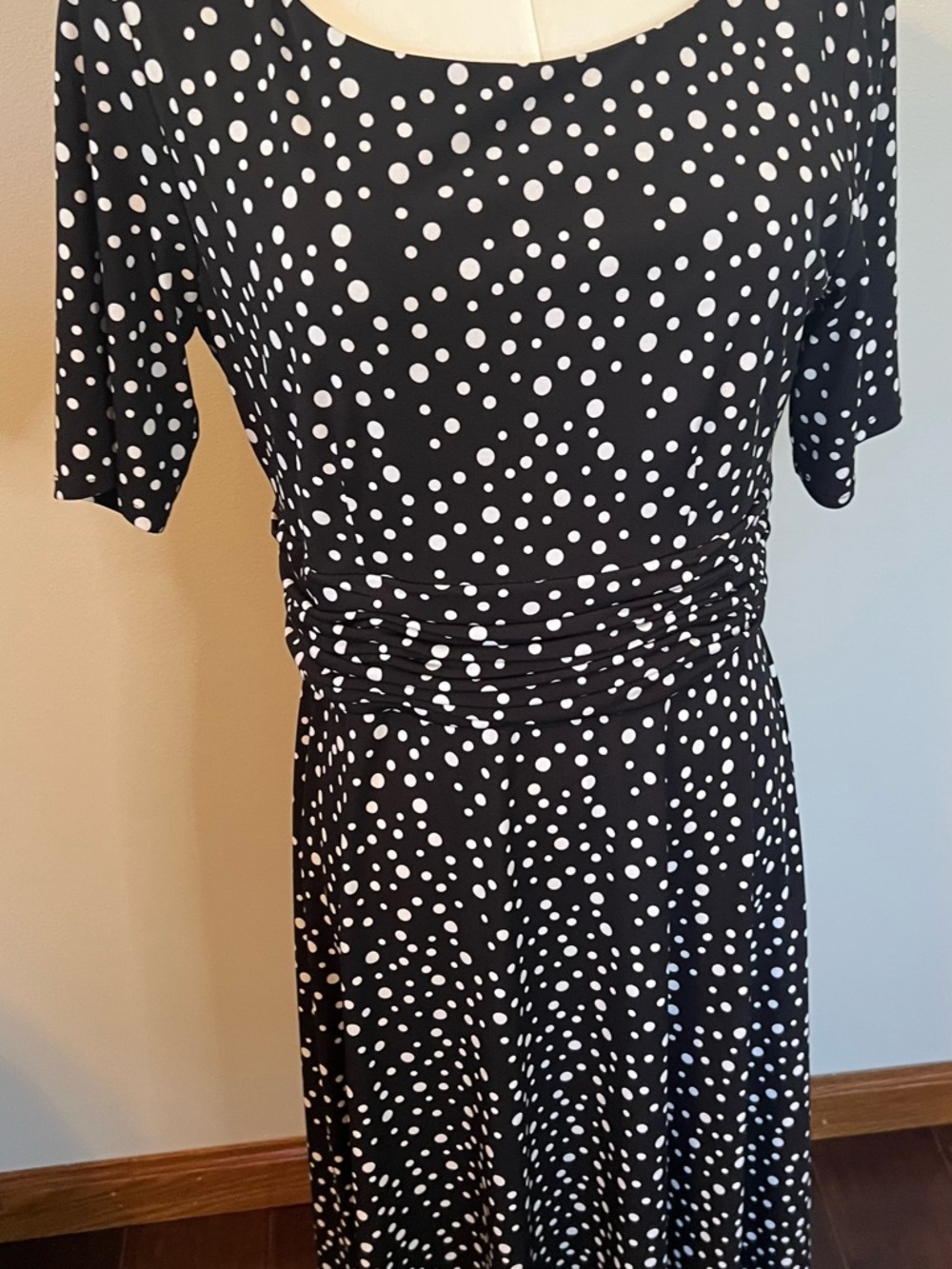 Jessica Howard Women’s Dress Size 8 Black White Polka Dots Empire Waist A Line